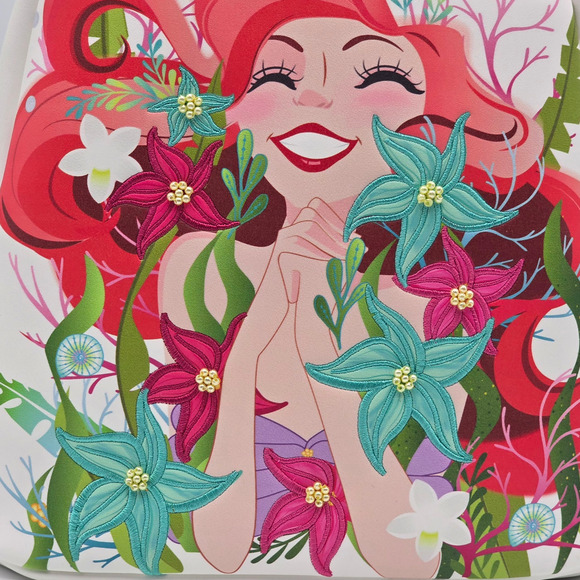 Disney The Little Mermaid Ariel Floral Mini Backpack and Card Holder Wallet Set - Picture 7 of 9